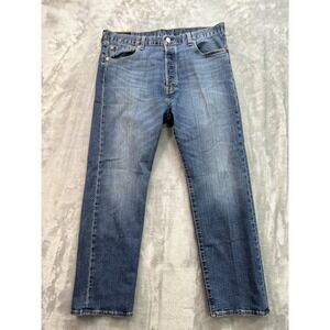 Levis 501 Jeans Mens Sz 36x29 Blue Straight Faded Whiskered Denim Mid Rise Work